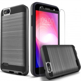 ZTE Blade Force Case, 2-Piece Style Hybrid Shockproof Hard Case Cover with [Premium Screen Protector] Hybird Shockproof And Circlemalls Stylus Pen (Black)
